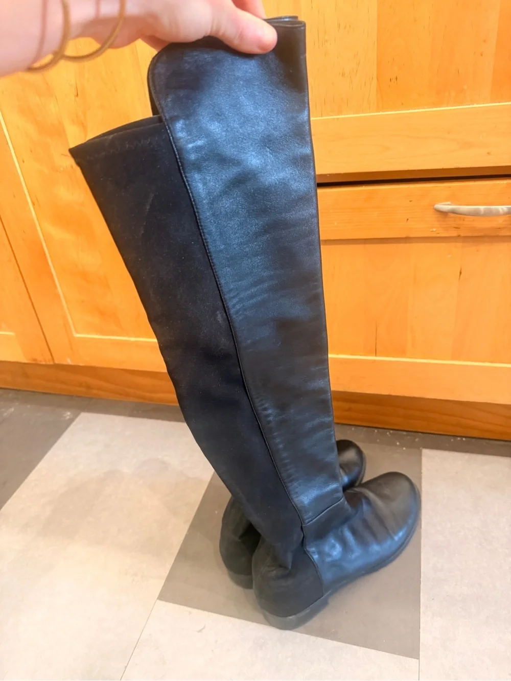 Stuart Weitzman 5050 Over-the-Knee Black Stretch Boots